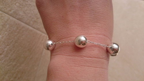 Pulseira Bola Bolinha 11mm 19 Cm Prata 925 Legítima