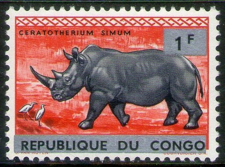 Congo Rep. Independiente Sello Mint Rinoceronte Año 1964
