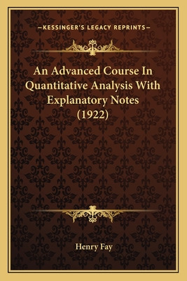 Libro An Advanced Course In Quantitative Analysis With Ex...