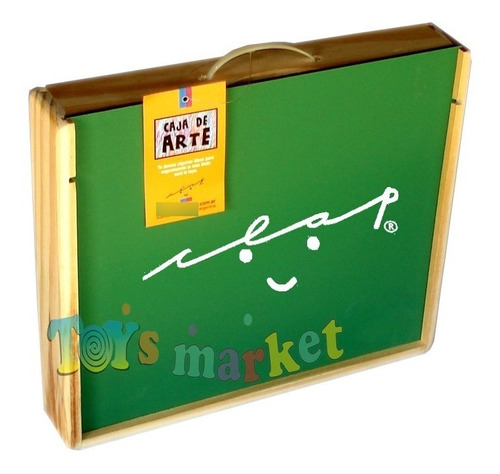 Imagen 4 de 6 de Caja De Arte De Madera Con Pizarron Para Dibujar Pintar Clap
