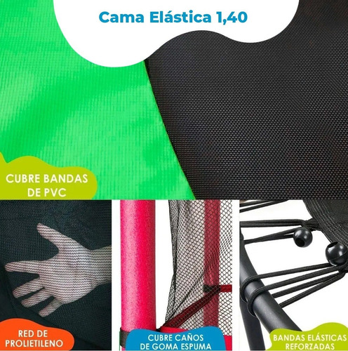 Imagen 6 de 8 de Cama Elastica Juego Plaza Red Reforzada 1,40 M Premium Dadaa
