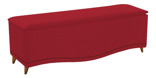 Kit Cabeceira E Calçadeira Yasmim 140 Cm Casal Sued Vermelho