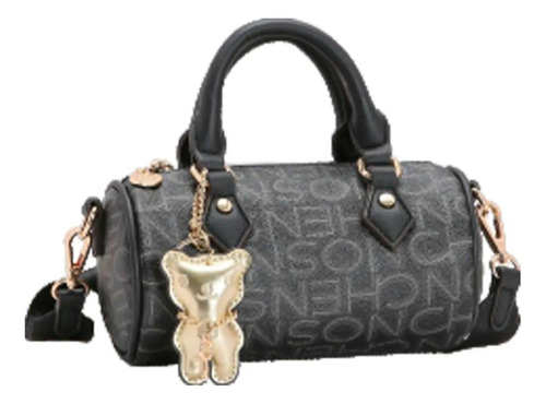 Bolsa Chenson Feminina Pequena Duas Alças Monograma 3483835 Cor Preto Desenho Do Tecido Liso