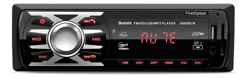 Som automotivo First Option 6660BN com USB, bluetooth e leitor de cartão SD