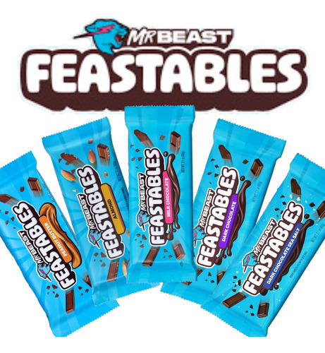 Mr. Beast Feastables Chocolates ( Pack De 5 Barras Surtidas)