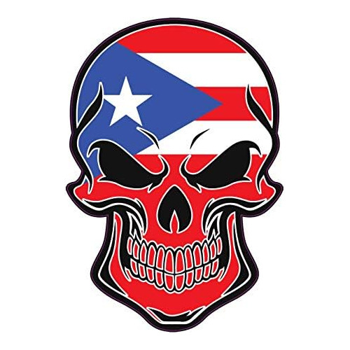 Puerto Rican Flag Skull Vinyl Decal - Puerto Rico Bumpe...