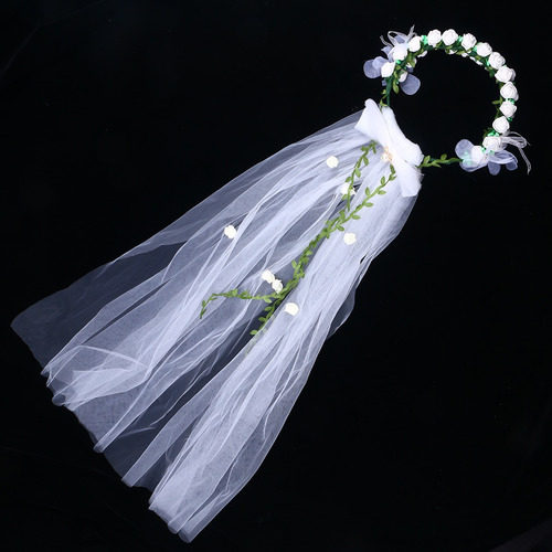 Imagen 8 de 8 de Boda Velos De Novia Con Corona Floral Tocado Blanco Wedd
