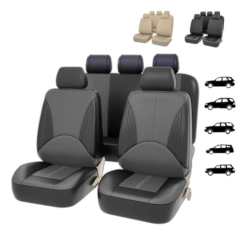 Fundas De Asiento Cuero Universales Accesorio Para Auto  9pc