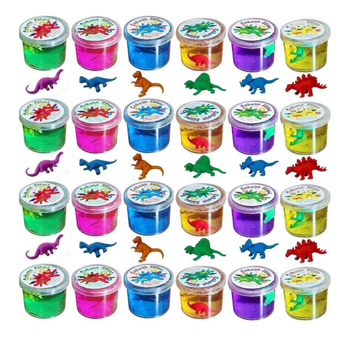 10 Slime Cristal Fluo Con Dinosaurio Souvenir Juguete Niño