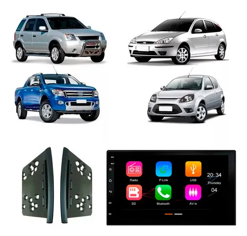 comprar Multimidia 7 Mp5\u002Fbt\u002Fusb Carplay Android Auto Moldura Focus