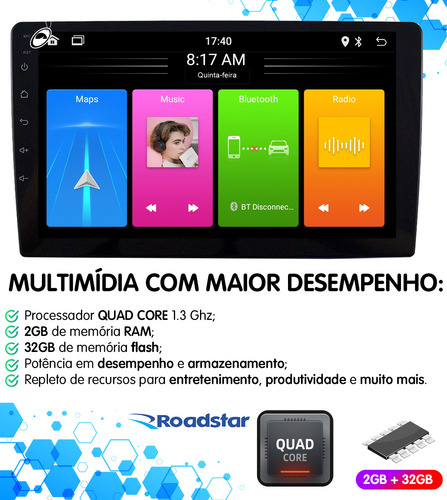 Multimídia 9 Pol Android Roadstar Rs-915br Prime Câmera Ré