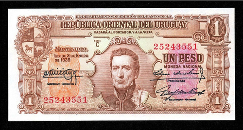 Aquelarrehobbies Uruguay Numismatica Billete 1 Peso Marrón 