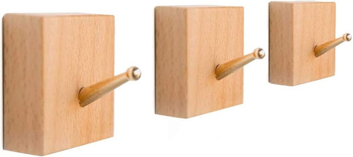  Paquete De 4 Ganchos De Pared De Madera Y Latón Perchas...