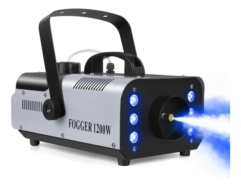 Máquina de Humo U'king 1200W con 6 Luces LED RGB y Control Remoto Inalámbrico para DJ, Fiesta y Escenario