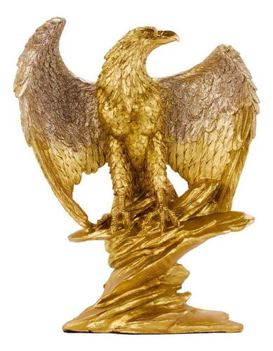 Águia Estatueta Decorativa Dourada De Resina 30.5 Cm Cor Dourado