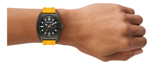 Reloj Hombre Skechers Sr5239 De Silicona Amarillo Bisel Gunmetal Fondo Gunmetal