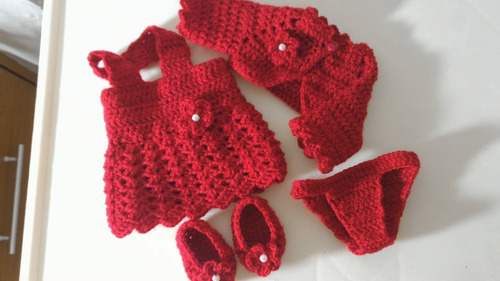 Roupinha Vermelha Crochê Para Baby Alive Ou Semelhantes