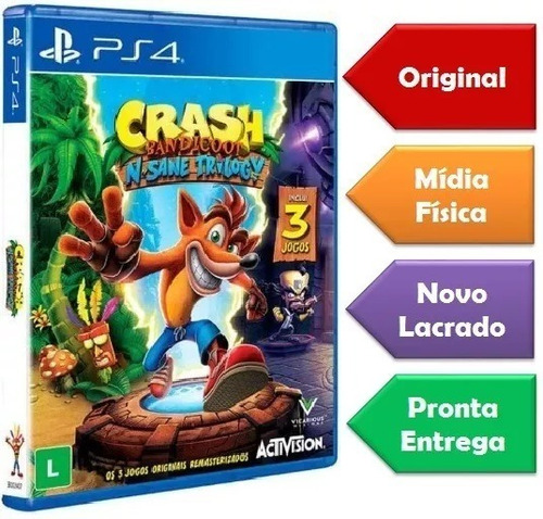 Crash Bandicoot N Sane Trilogy Ps4 Mídia Física Novo Lacrado