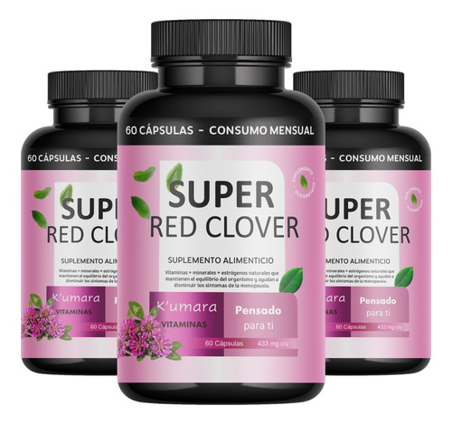 Vitaminas Menopausia Super Red Clover Naturales Pack X3