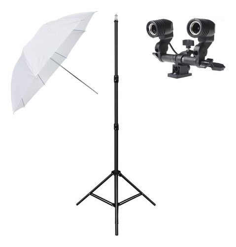 Kit Foto Estudio Tripode  + Sombrilla 110cm  + Socket Doble