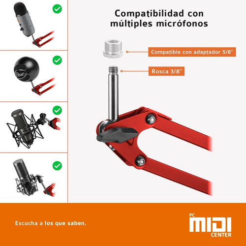 Imagen 3 de 8 de Soporte Brazo Articulado Pie De Mesa Para Mic Condensador