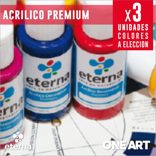 Acrilico Decorativo Premium Eterna 50ml X3