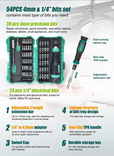Kit Destornillador Proskit Con 57 Pcs (sd-9857m) Reparacion