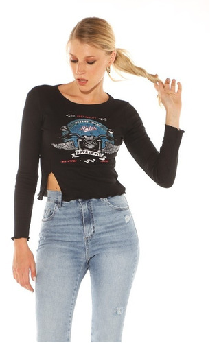 Remera Rider Manga Larga Morley Estampada Octane Jeans