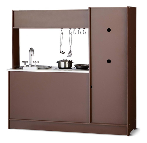Juego De Cocina Vertical P/niños De Madera; Espresso/gris