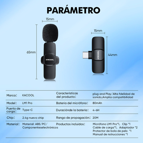 Micrófono Inalámbrico Solapa Inalámbrico Lavalier 1 In 2