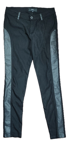 Pantalon Chupin Negro Con Ecocuero P-12