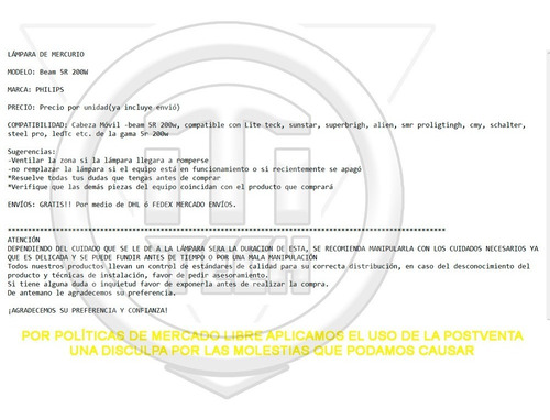 Imagen 5 de 5 de Beam 5r 200w Philips Foco/lampara