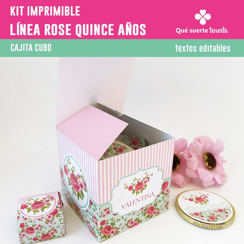 Kit Imprimible Romántico Quince Años Editable