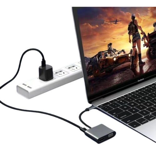 Adaptador Usb C Hub 4 En 1 Hdmi 4k / Vga / Tipo C / Usb 3.0