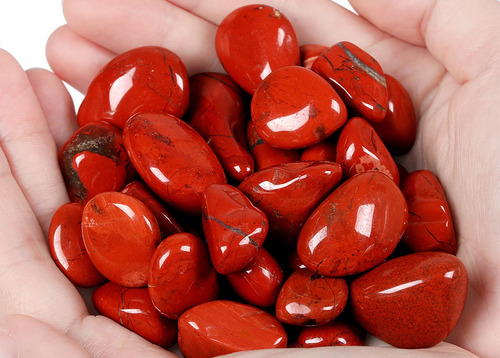 Qinjiejie Piedras Pulidas De Jaspe Rojo De 0.9 Libras, Piedr