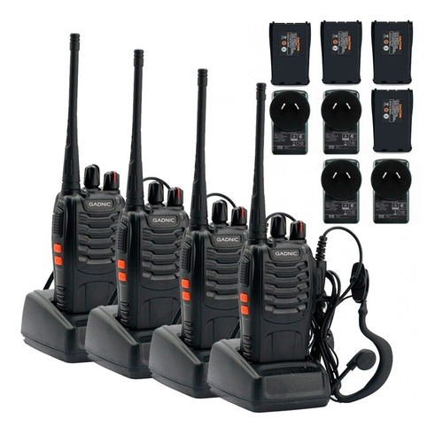 Handy Radio Uhf Walkie Talkie 16ch Vox Gadnic Kit X4 + Auri