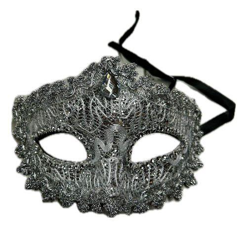 Antifaz Veneciano C/ Lentejuelas X 1 Gris Veneciano