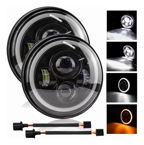 Pair 7 Inch Round Faro Led Para Jeep Wrangler Jk Lj Tj Cj