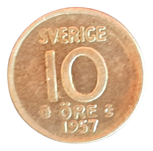 Suecia Moneda De 10 Ore Plata Año 1957 Vf