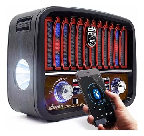 Caixa De Som Rádio Retrô Vintage Bluetooth Mp3 Fm Am Usb