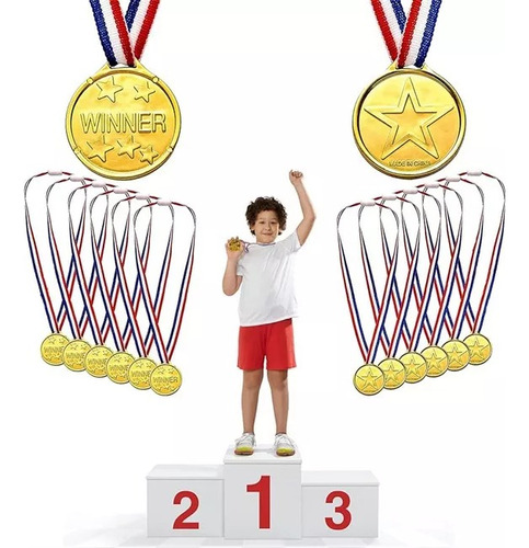 Pack 12 Medallas Premiación Niños Sorpresa Cumpleaños