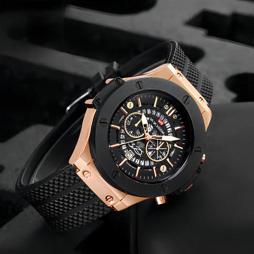 Reloj De Pulsera De Cuarzo Impermeable Va Va Voom Para Hombr Color De La Correa Black Rose