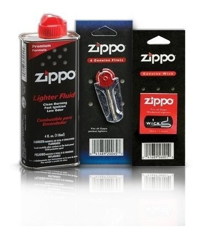 Kit Zippo Fluido Premium 125ml Pavio Pedra Original