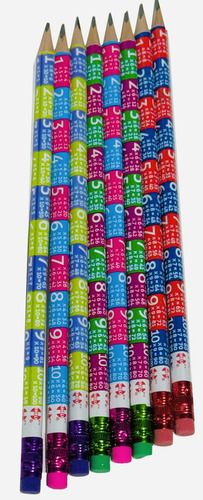 Lápices Con 10 Piezas Tablas De Multiplicar