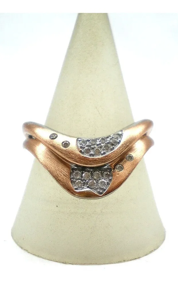 Anillo De Plata 925-oro Y Zafiros Blancos