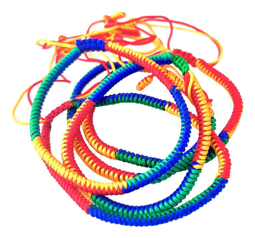 Pulsera Tibetana De Cuerda Para Protección Suerte Y Fortuna Color Colorida Diámetro 6 cm
