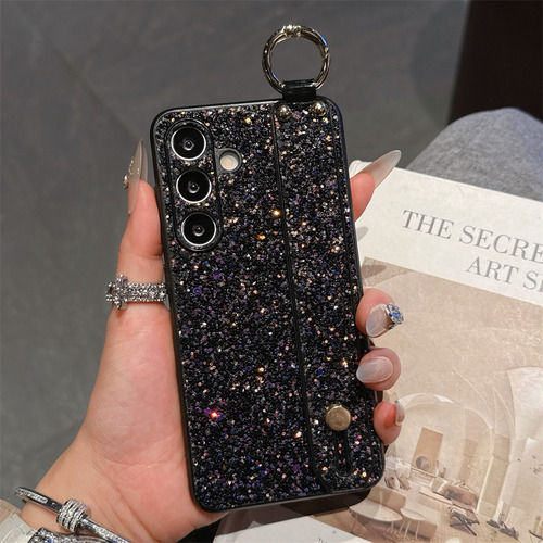 Funda De Piel Flash Diamond Con Correa De Muñeca Con Forma De Anillo Para Samsung Galaxy S25 S24 Ultra S23 S22 S21 Plus, Carcasa Dura C