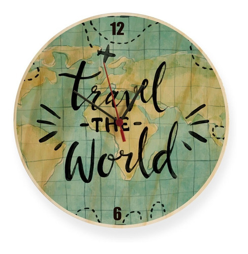 Reloj De Pared En Madera Travel The World Mapamundi Y Viajes