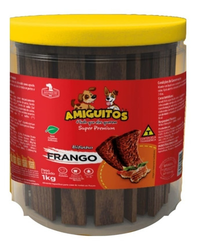 Bifinho Petisco  Cachorro Amiguitos Frango Pote 1kg + Brinde