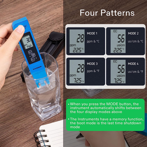 Medidor De Ph Y Tds Vivosun, 0.5ph, +2%, 3 En 1, Digital